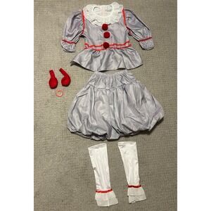 IT Pennywise Costume Kids‎ S 3-5 yr Clown Halloween Dress Up Balloons Cosplay